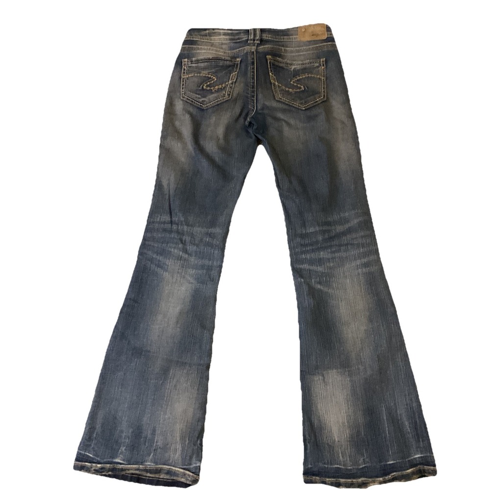 Y2K Silver Jeans AIKO MID FLARE Super Stretch Jeans Tag 25 x 32 (25x31) - Picture 5 of 14